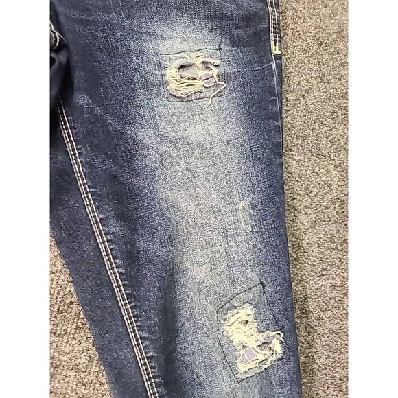 Maurices  Jeans Size 3/4 Junior Womens Small Stretch Distressed Patchwork - Picture 4 of 8